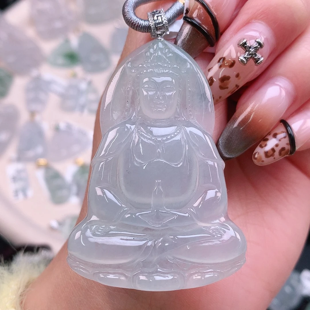 翡翠颈饰18K金镶嵌冰度母62.3、54.6、37.6、5