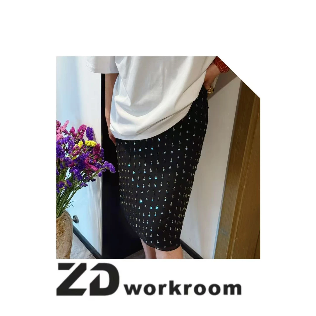 【Z.D/WORKROOM】重工款亮片设计松紧腰半身裙
