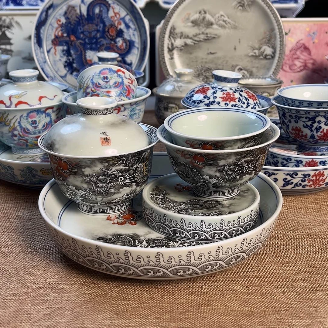 高温釉下彩茶具套装