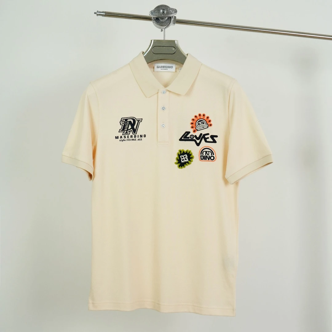 25春夏玛萨蒂诺前胸印花短袖翻领T恤纯棉时尚百搭25123206