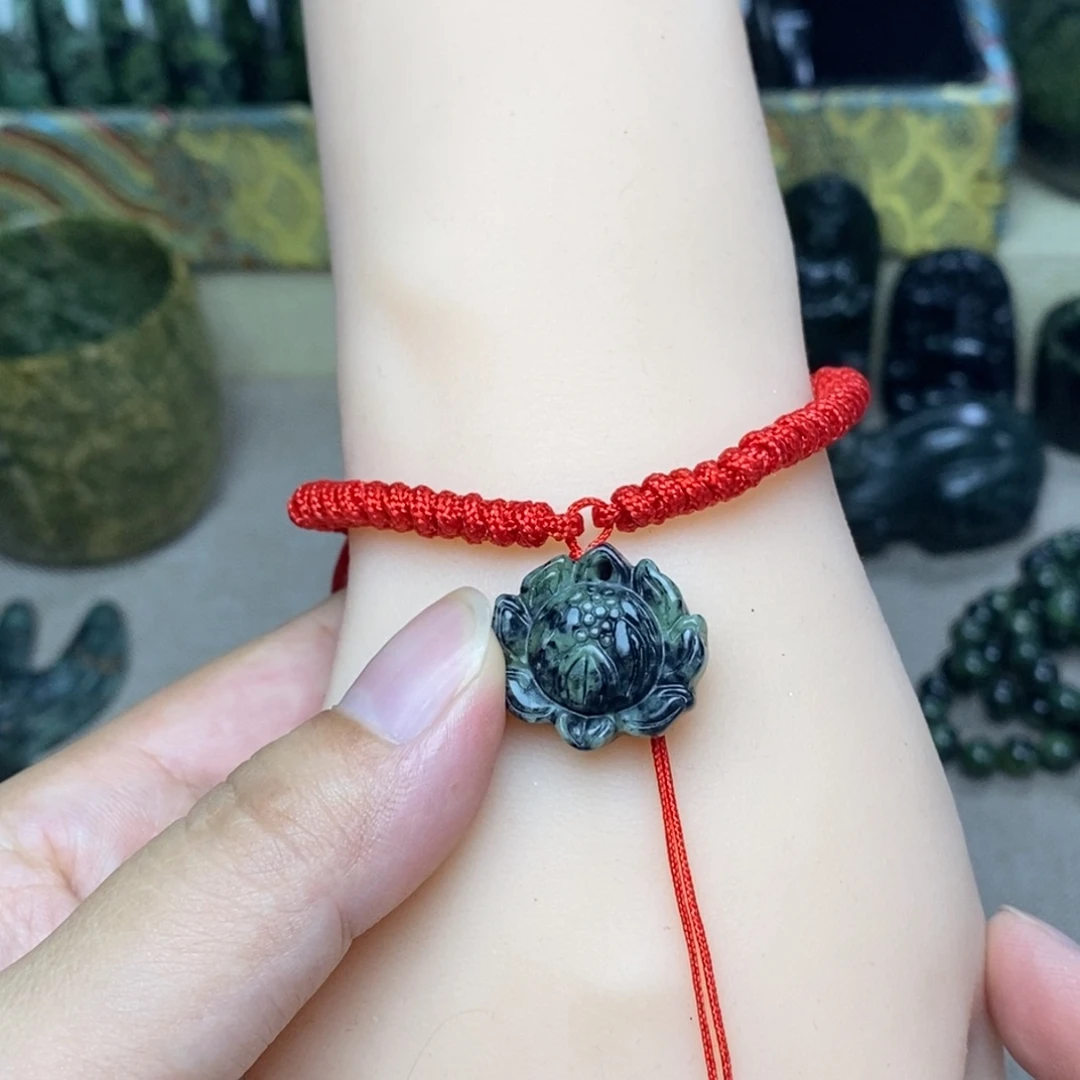 蛇纹石玉未镶嵌小莲花手链 脚链