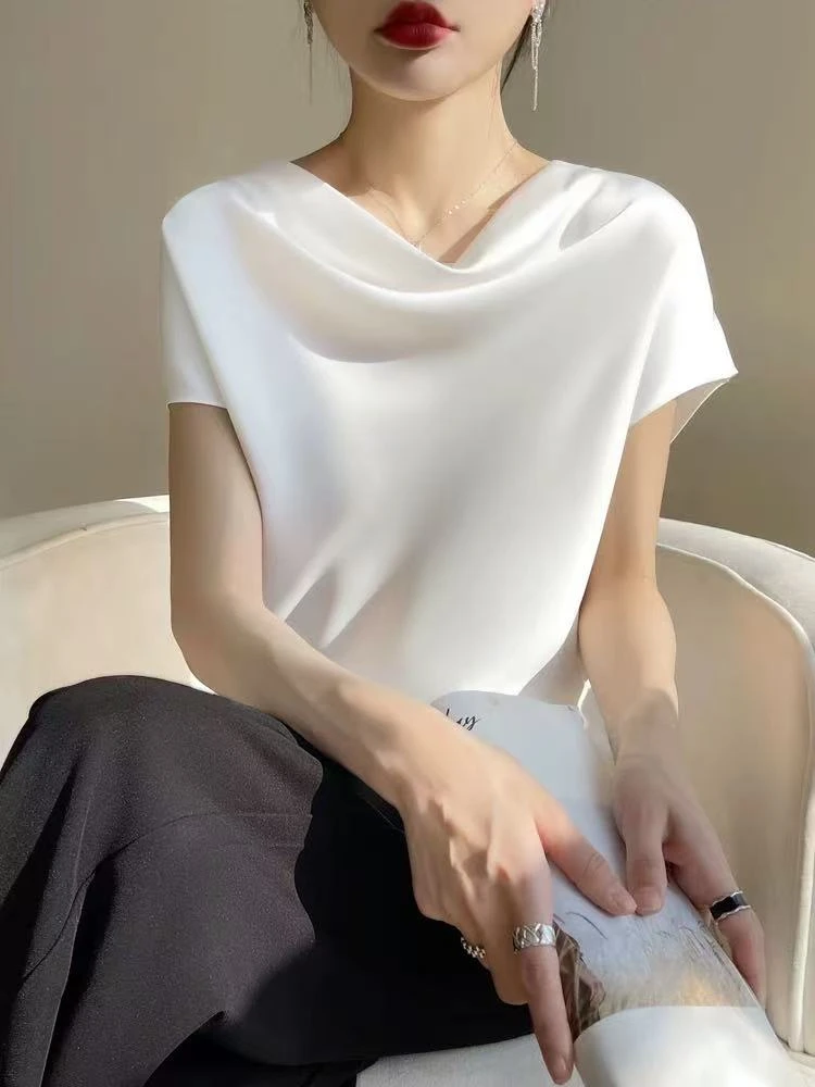 XN M胸100长60无袖荡领丝滑光泽感温柔时尚气质穿搭 9881