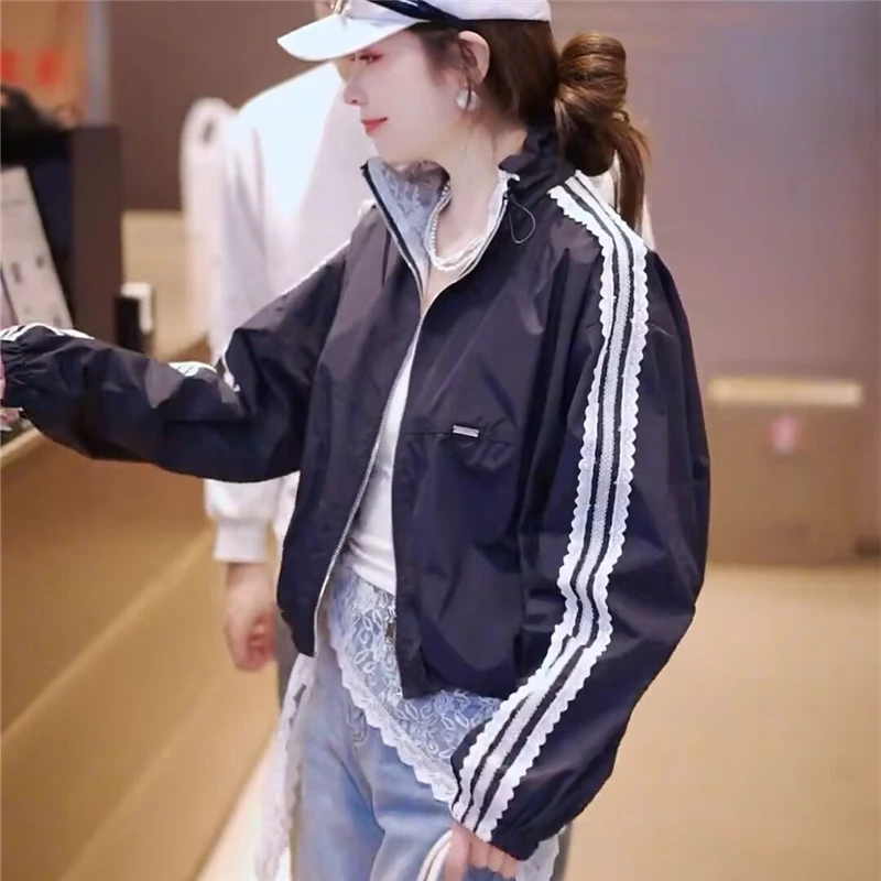 撞色立领短款外套女薄款春季新款休闲宽松小个子棒球服夹克上衣潮