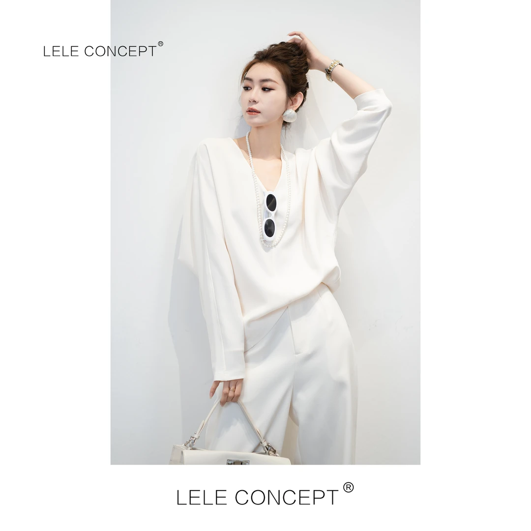LELE CONCEPT丨春款都市轻奢优雅气质款V领套装T0117