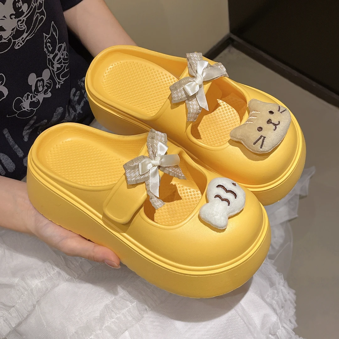 爆款网红可爱包头厚底拖鞋女夏外穿2025新款配裙子玛丽珍洞洞鞋子