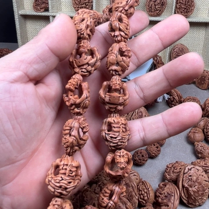 桃核手串桃核雕刻瘦骨十八罗汉