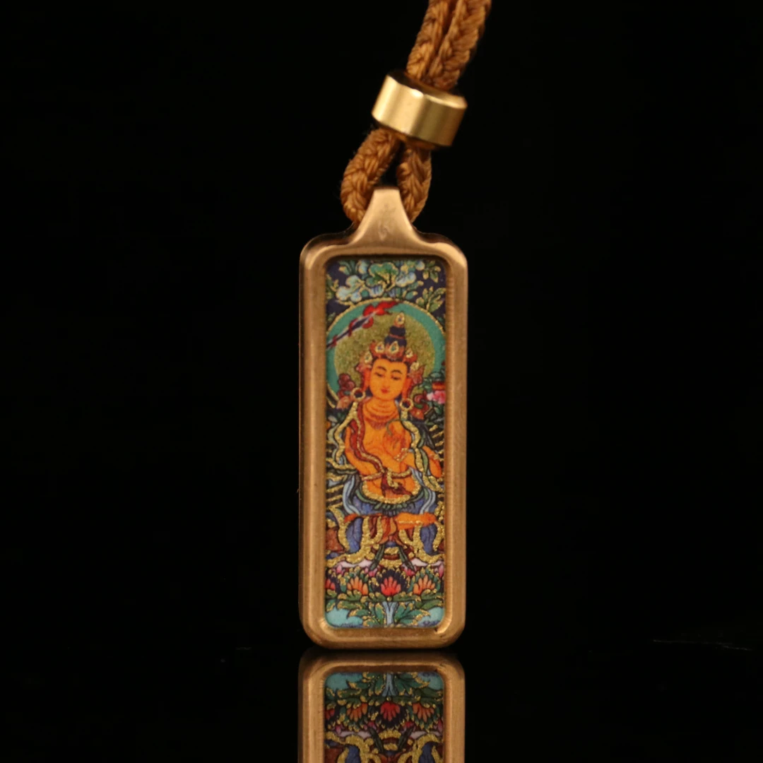 钛钢玻璃吊坠 钛钢玻璃吊坠 唐卡八大守护神吊坠