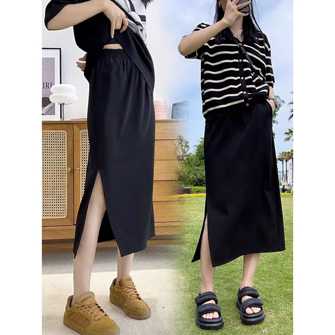 夏季宽松胖mm半身裙女大码高腰A字垂感显瘦中长款直筒裙5188/5189