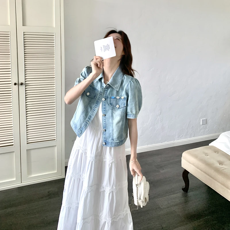 夏季韩版套装裙子首发现货两件套新款牛仔连衣裙两件财阀千金女装