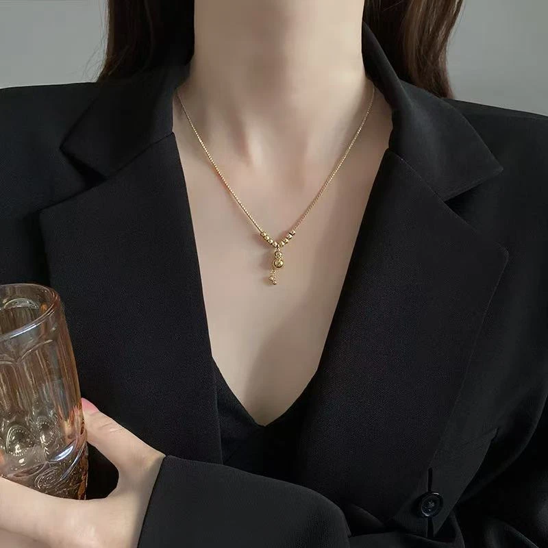 钛钢吊坠 小众设计好运吊坠福芦毛衣项链轻奢高级感锁骨链038