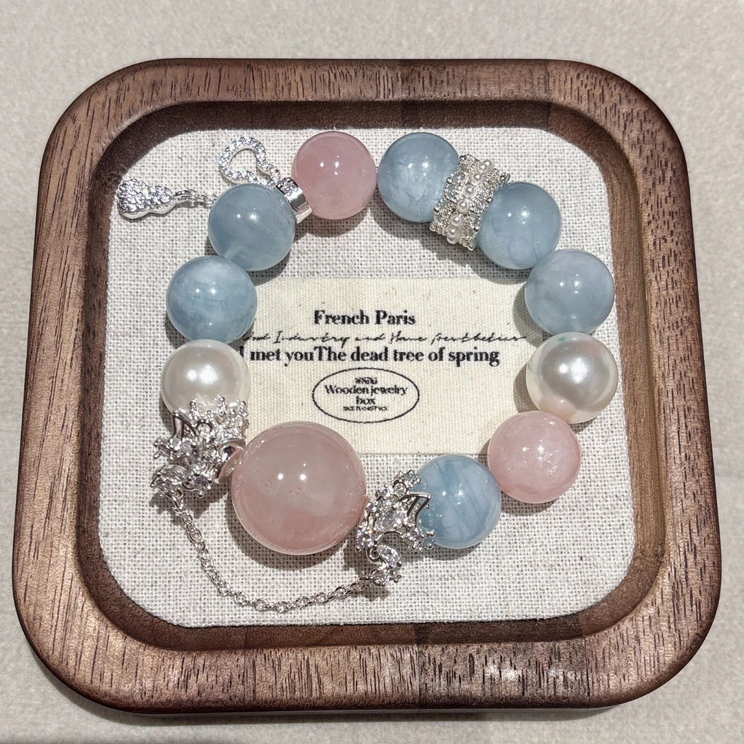 【捡漏】海蓝+西柚粉设计款手串A004S048