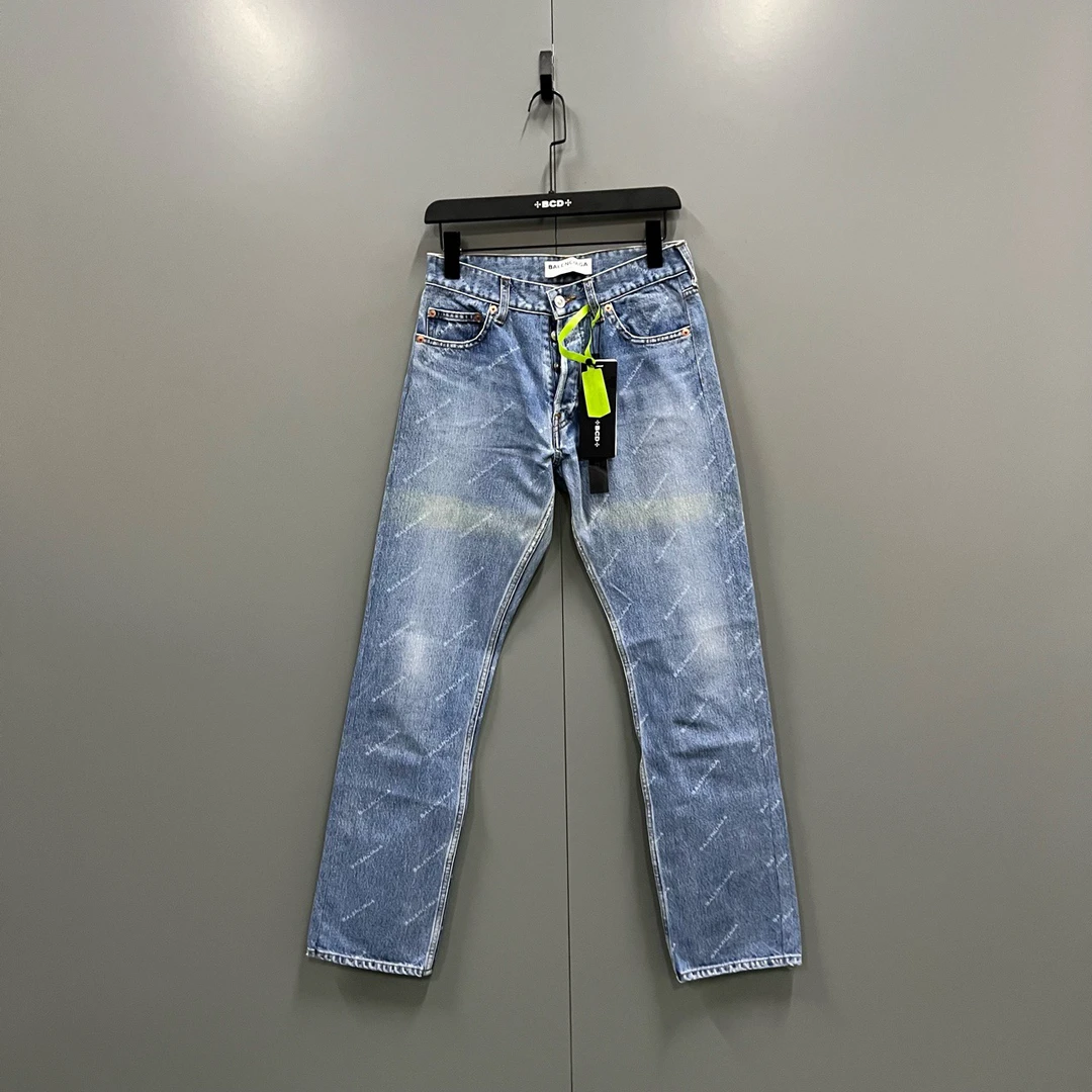 95新 Balenciaga/巴黎世家 （ll）蓝色弹幕牛仔裤 26码/95新603151