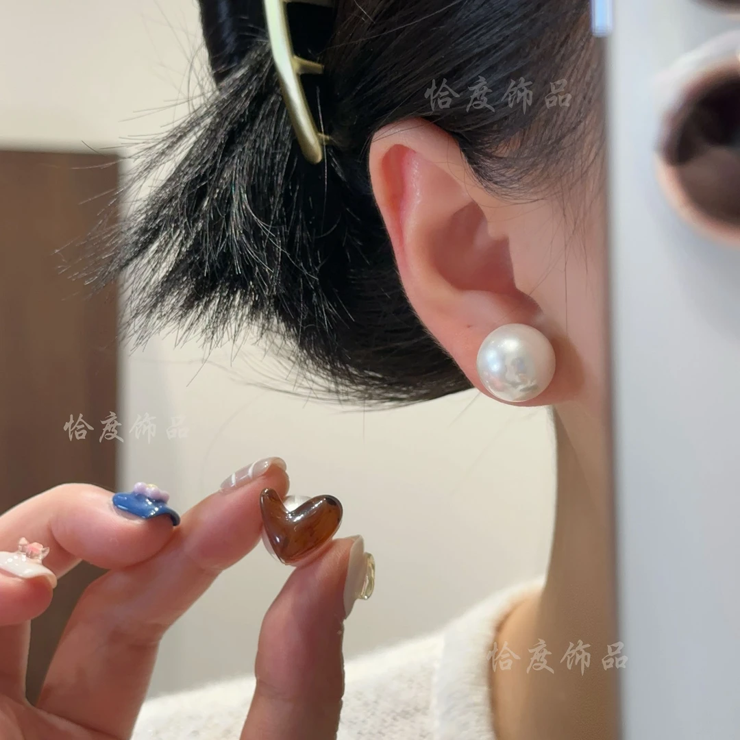 【恰度】雅丹风两戴款爱心珠珠耳钉气质百搭