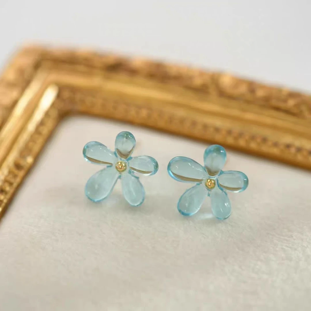 非金属亚克力耳饰 BIBI【透蓝小花】耳针EH035