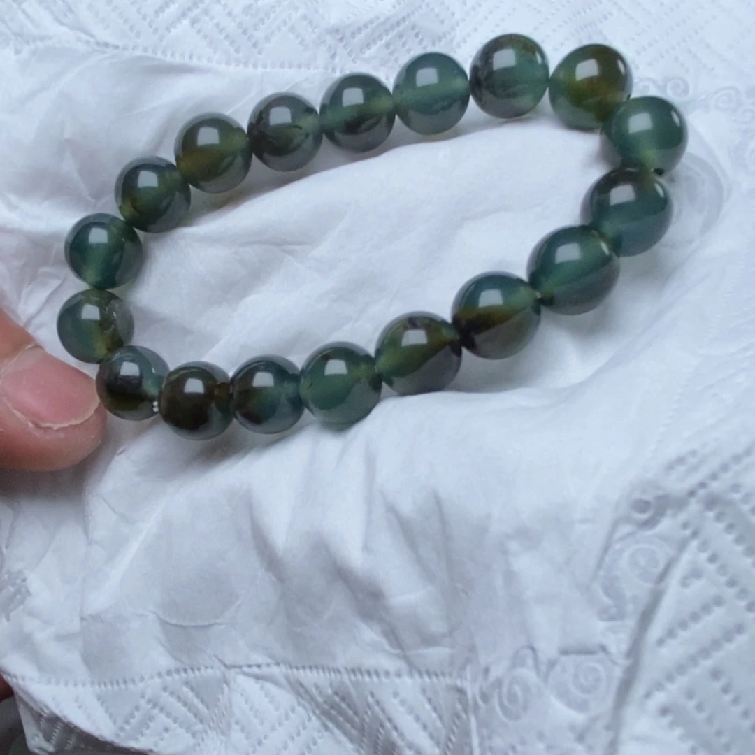 蛇纹石玉未镶嵌手链花玉蓝水水墨卡12无科技