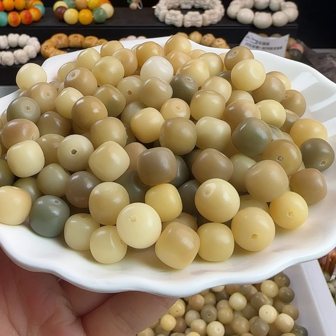 手串菩提根/象牙果卡10/12奶黄飘花桶500颗