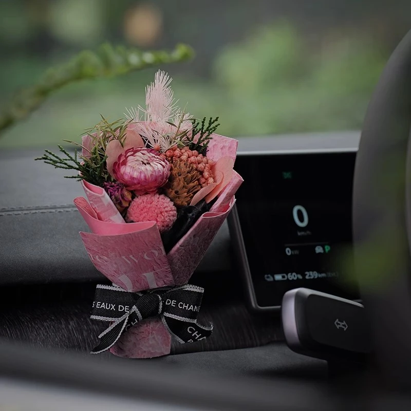 高级感迷你口袋干花束车载香薰出风口装饰松果手工礼品摆件高档