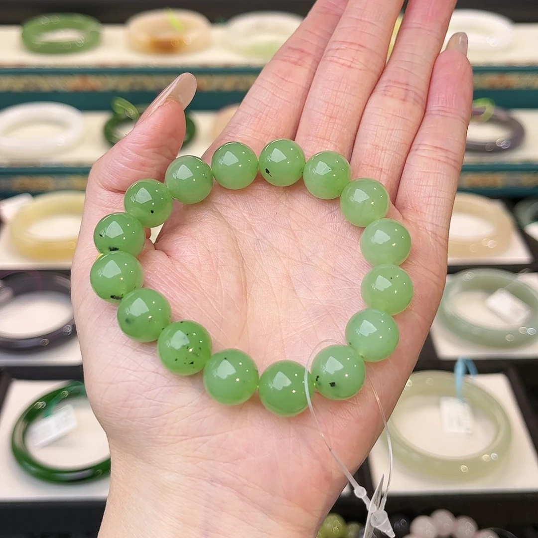 和田玉手镯未镶嵌苹果绿