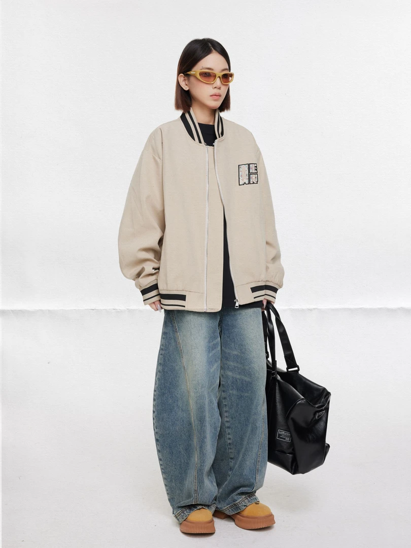 UNOTOBE 美式复古民族风刺绣字母工装夹克百搭宽松男女外套ins