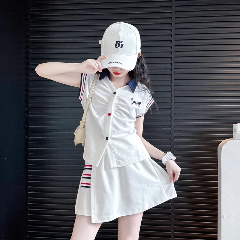 女童夏季套装2025新款洋气大童韩系学院风夏装儿童背心裙裤两件套