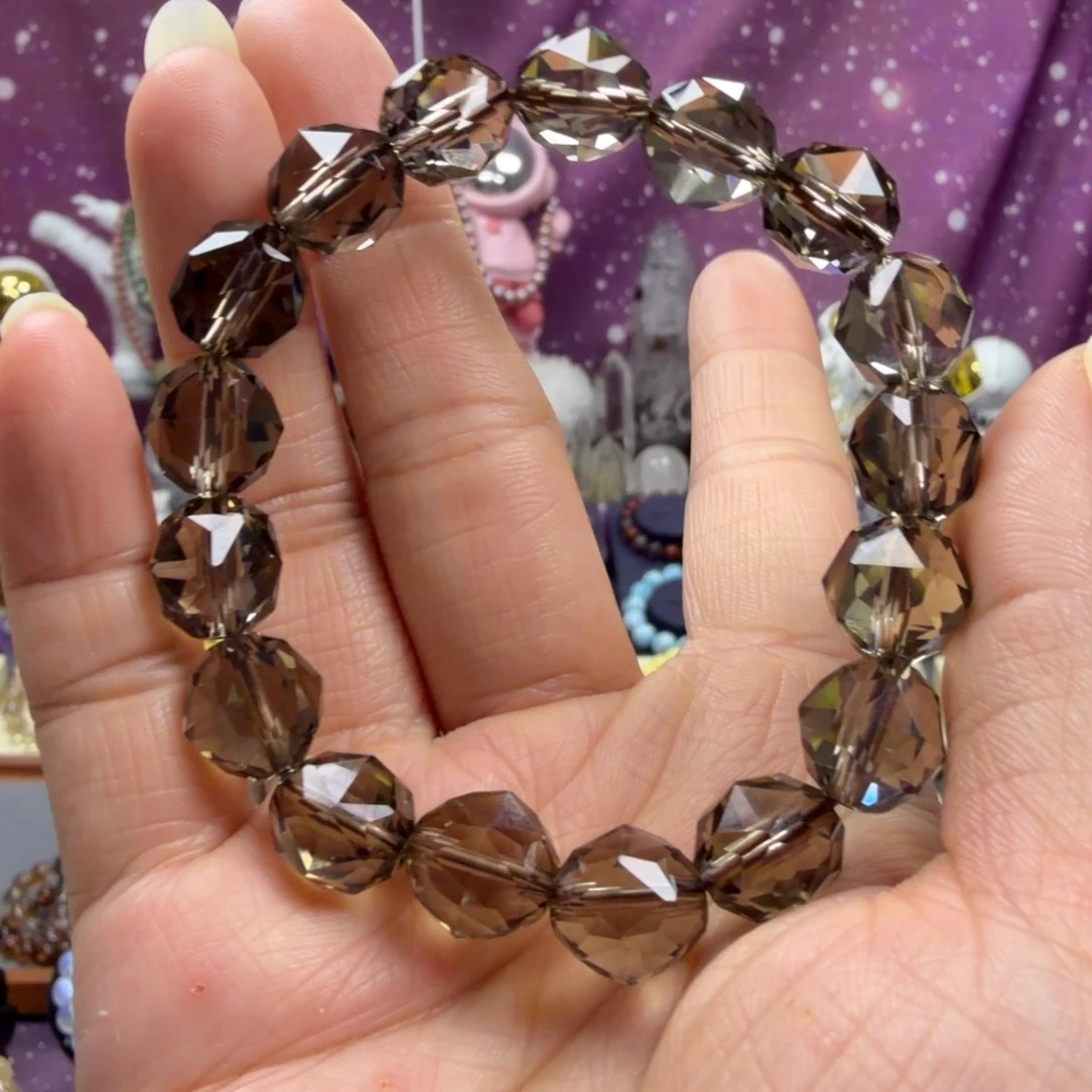 水晶未镶嵌手串茶晶钻切手串