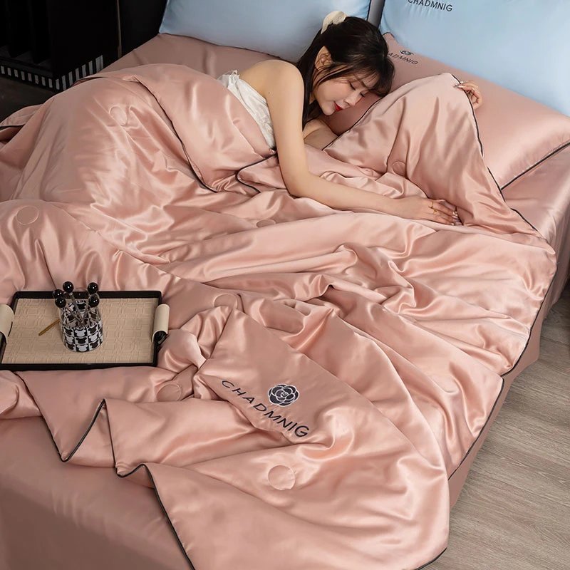 水星新家纺2025新款冰丝夏被凉感丝裸睡大豆山茶花夏被夏凉被子