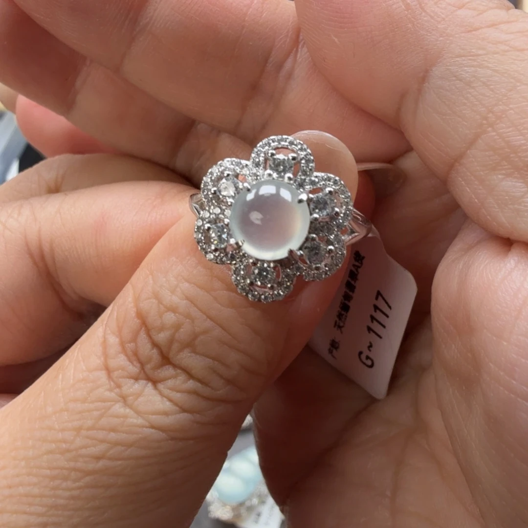 翡翠银S925镶嵌戒指8005