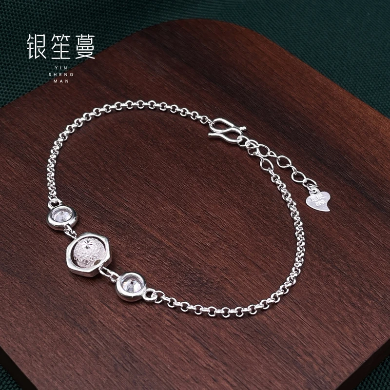 足银手链 凯贵银楼 足银绣球水晶手链  百搭时尚手链 SL25