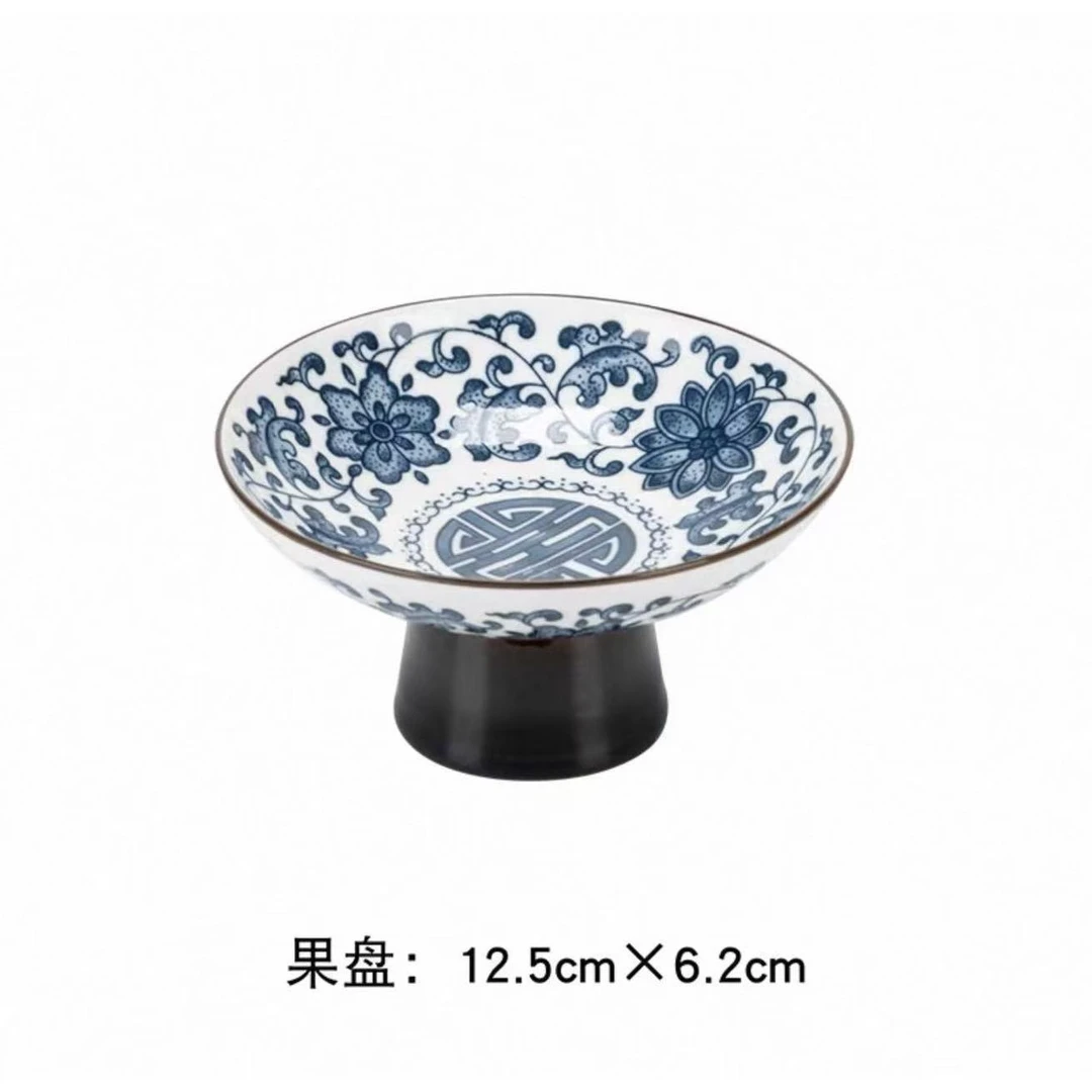 龙窑茶器 中式茶点高脚陶瓷果盘  1107  （直播）