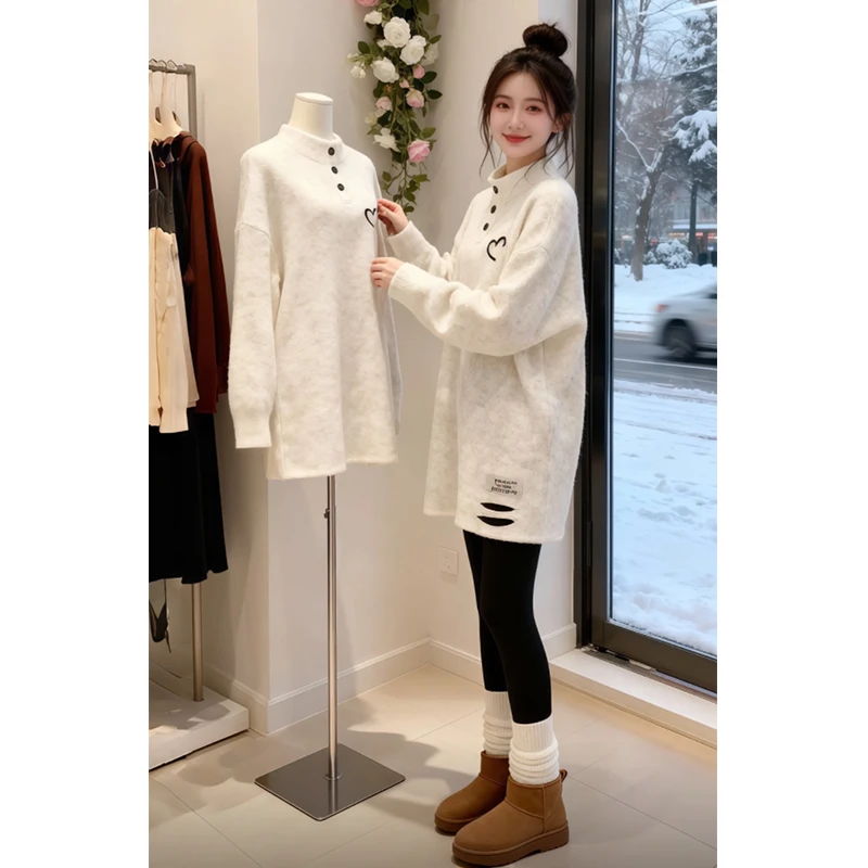 小众巨好看半高领镂空长袖卫衣女款2026秋冬新款百搭宽松上衣