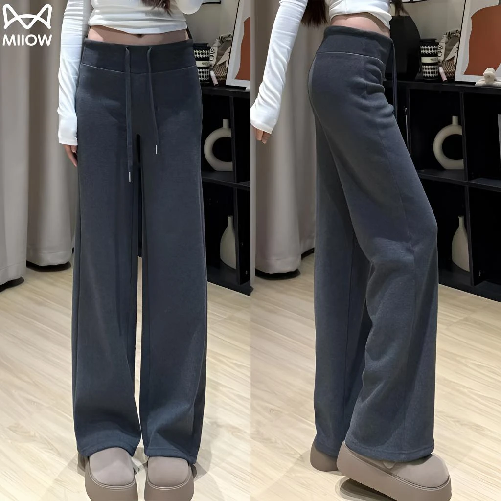 猫人灰色裤子女2025新款卫裤弹力高腰宽松显瘦大码胖mm直筒休闲裤