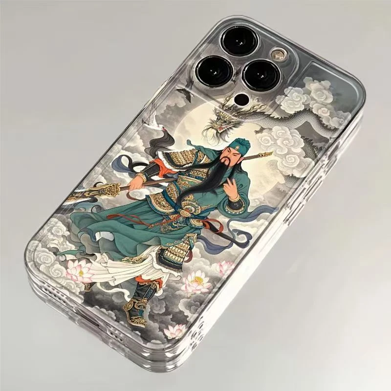 武圣关二爷适用苹果16手机壳小米15透明红米VIVO华为荣耀OPPO一加