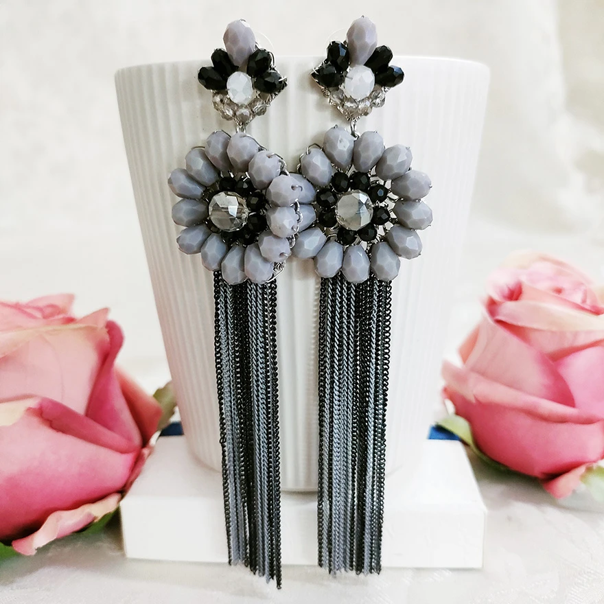 铜合金耳饰 民族风手工流苏耳环夸张耳钉饰品2370