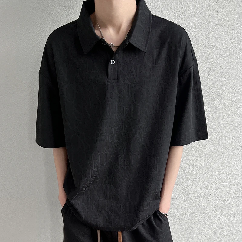 稻草人POLO衫夏季薄款透气T恤时尚潮流宽松高级感百搭舒适半袖男