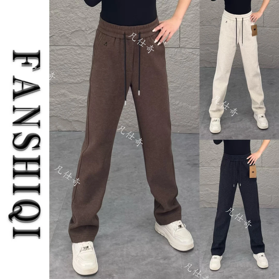 春季高端男士定制毛呢直筒休闲裤简约时尚百搭垂感潮流加厚卫裤