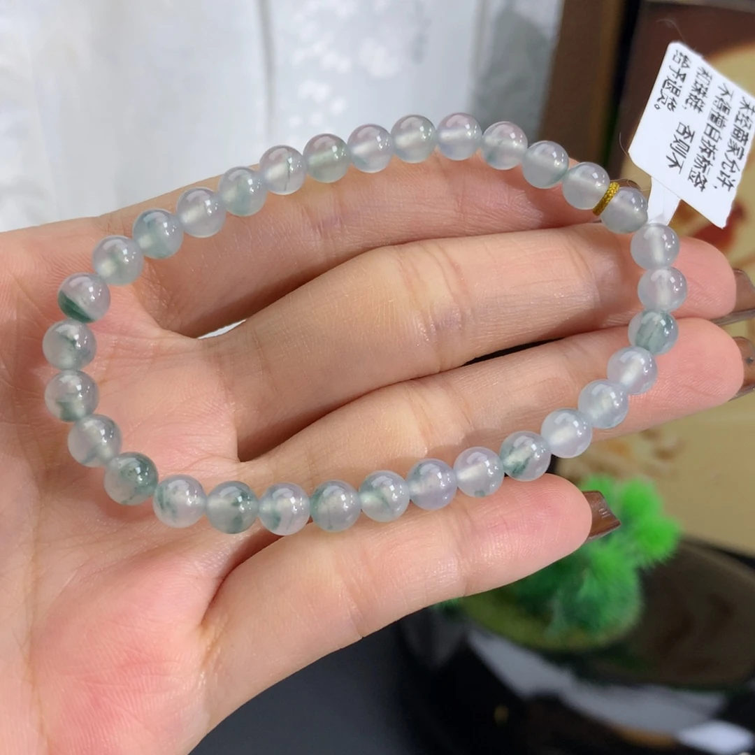 未镶嵌手串翡翠卡5.5冰种蓝飘花手串