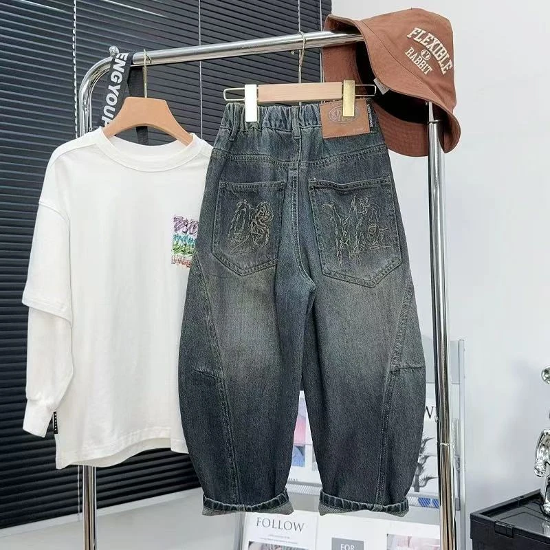 412166《现》优选韩版春款儿童休闲舒适百搭牛仔裤