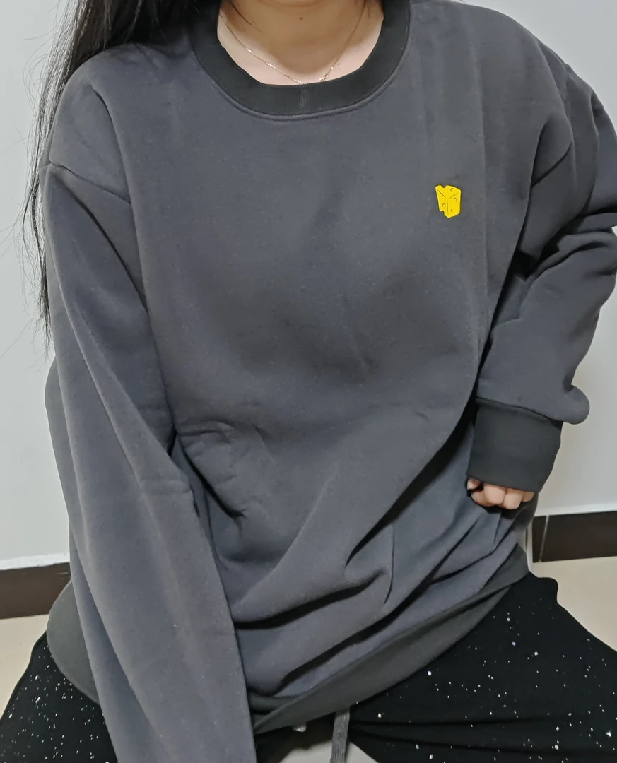 字母套头圆领保暖卫衣加厚打底衫时尚宽松加绒潮流印花ins