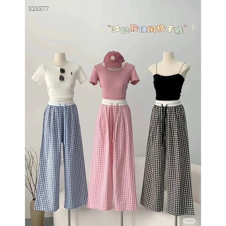 2025夏季新款显瘦多巴胺格子裤