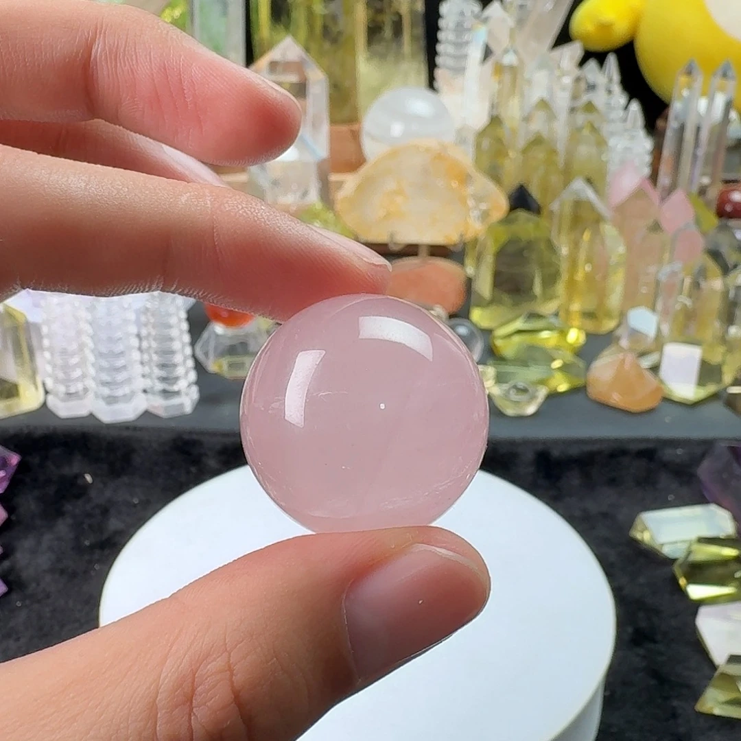 水晶珠宝半成品未镶嵌粉晶球