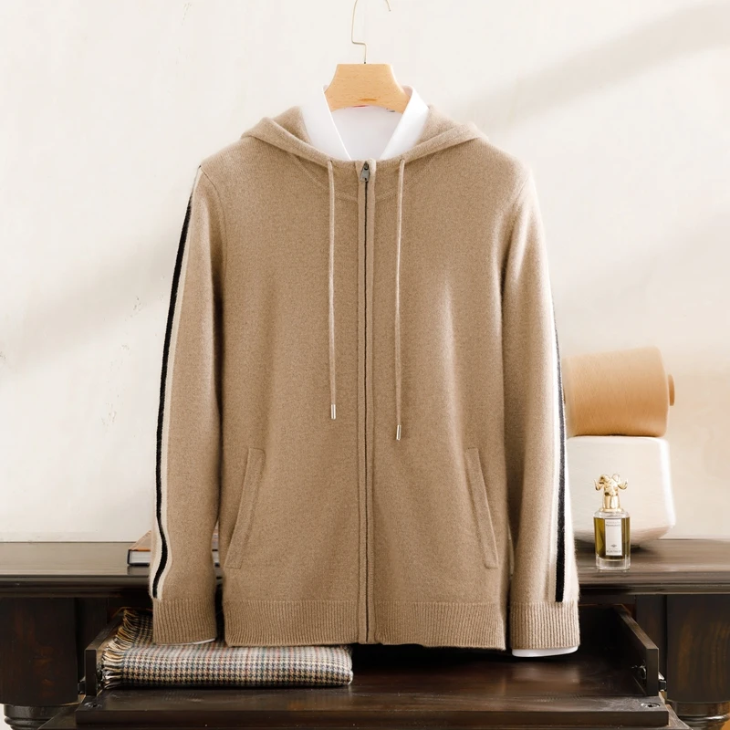 LP同款山羊绒常规款厚款连帽针织羊绒衫百搭休闲时尚带帽