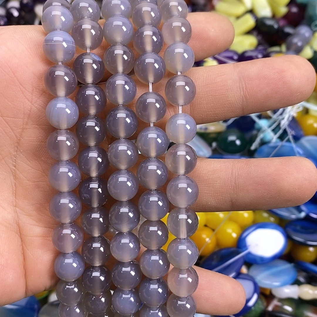 玛瑙/玉髓未镶嵌珠宝半成品卡10玛瑙圆珠一条装
