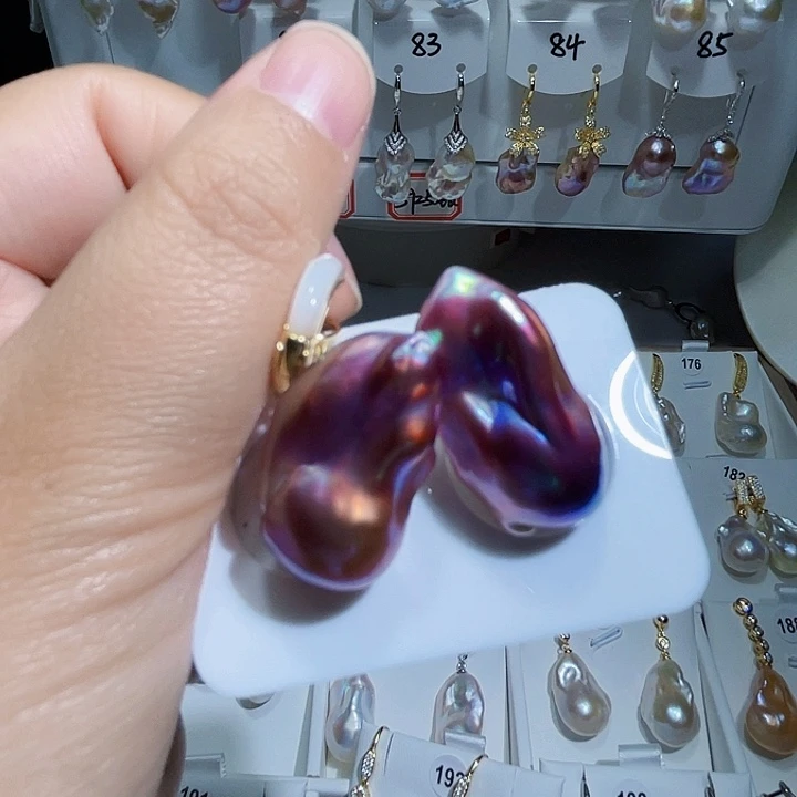 淡水珍珠耳饰银S925镶嵌陌*