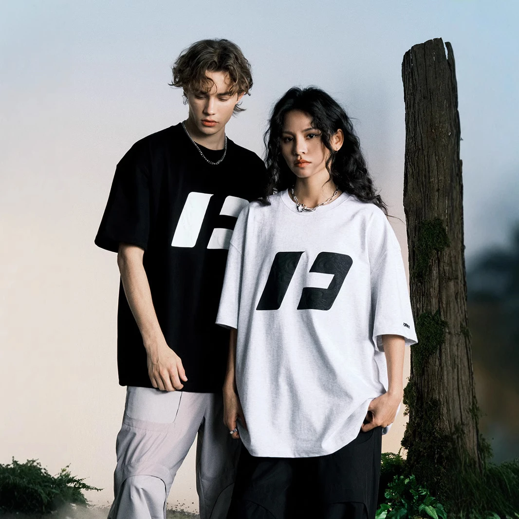 百搭短袖T恤潮流休闲圆领宽松上衣男女龙纹夏季情侣装美式半袖