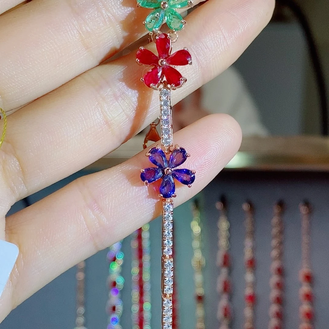 手链银S925镶嵌红宝石