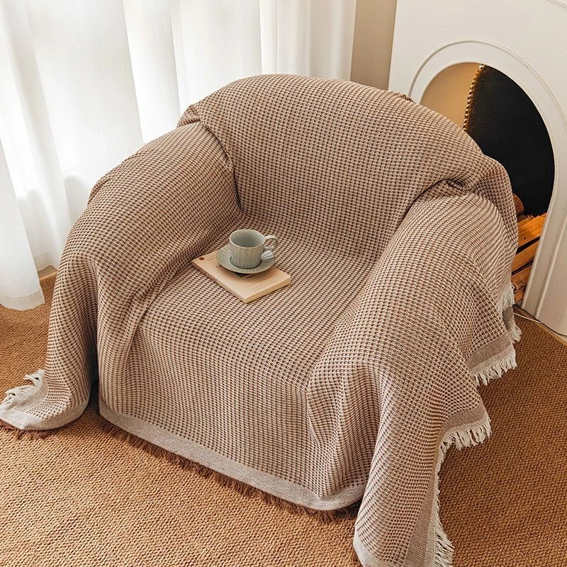 法式ins风奶油色单人沙发盖布四季通用全盖沙发套罩全包沙发巾HR