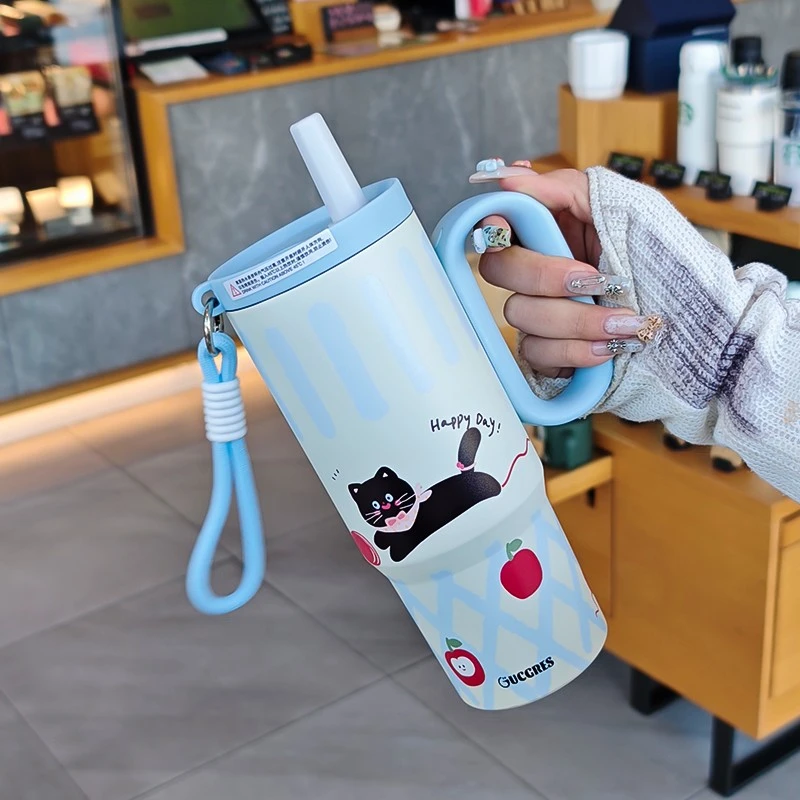 Gucgres可爱冰霸杯大容量保温杯水杯女生吸管杯学生便携车载杯子