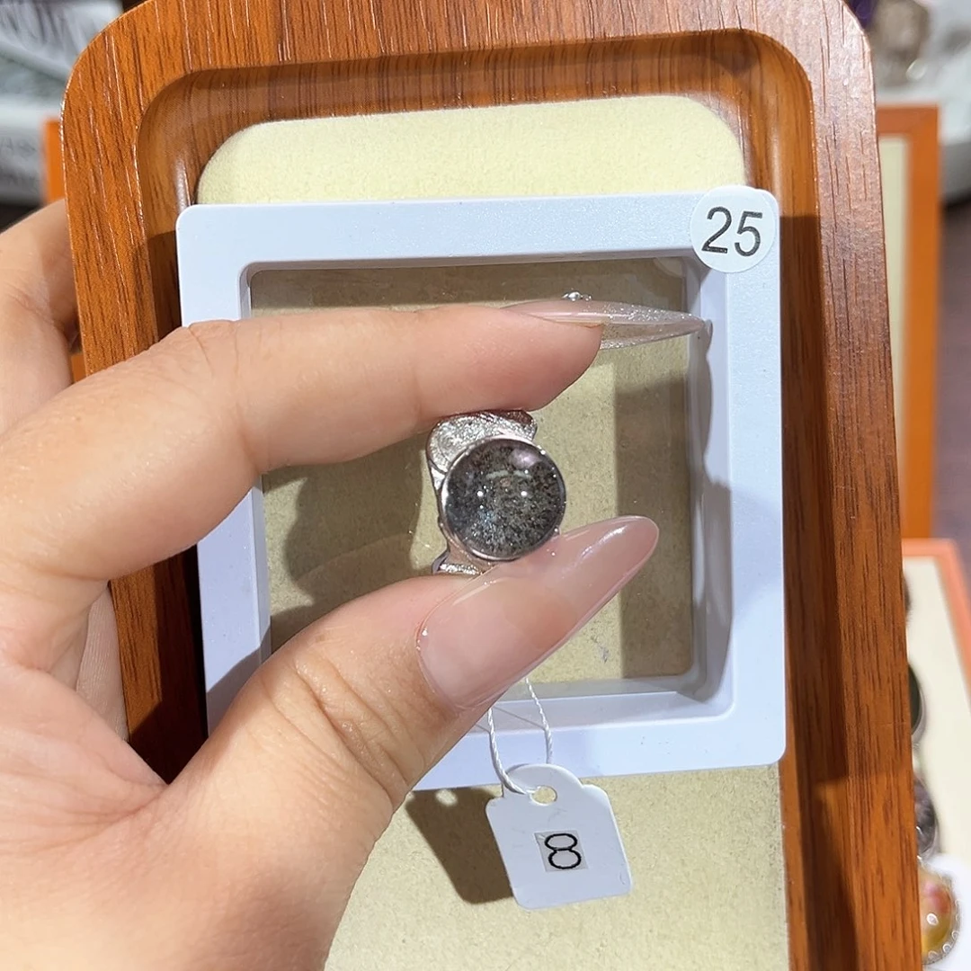 戒指银S925镶嵌水晶圆****