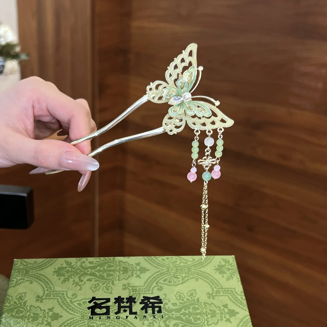 新款花朵款流苏发簪国风汉服气质发钗新中式高级感发饰女头饰