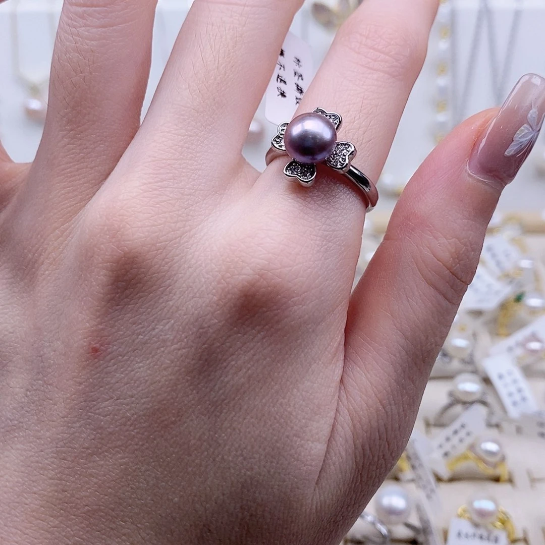 戒指银S925镶嵌淡水珍珠